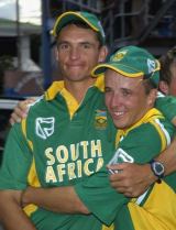 Andre Nel and Boeta Dippenaar look suitably pleased after South Africa clinched the ODI series 5-0 with a win in Trinidad © AFP