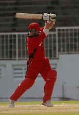 Ian Billcliff drives during his 48 which helped Canada to victory over Bermuda in Antigua &copy; Eddie Norfolk