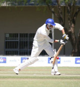 Namibia's Bjorn Kotze defends during his innings of 163 not out against Canada at Windhoek © Wiets Coetzee