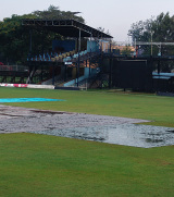 A dank scene at the Nairobi Gymkhana where Kenya's match against Zimbabwe was abandoned without a ball being bowled &copy; CricInfo