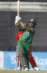 Shakib Al Hasan starred in yet another impressive all-round display, taking three wickets and scoring an unbeaten 33, to help Bangladesh win the series 2-1 © AFP