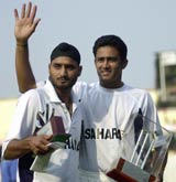 Harbhajan Singh and Anil Kumble took all South Africa's wickets in their second innings © AFP